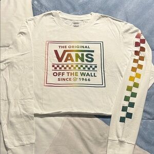 Vans White Long Sleeve with Rainbow Graphic